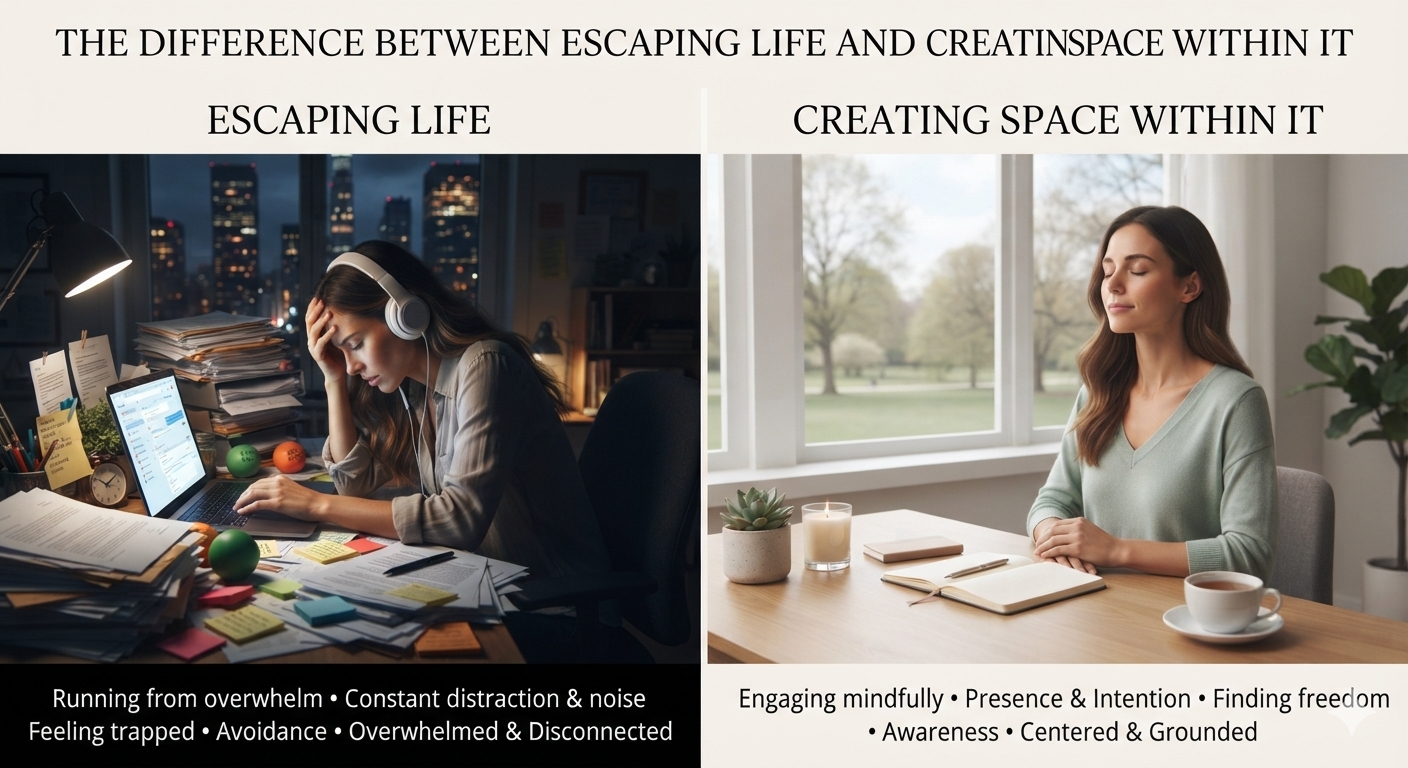 The Difference Between Escaping Life and Creating Space Within It